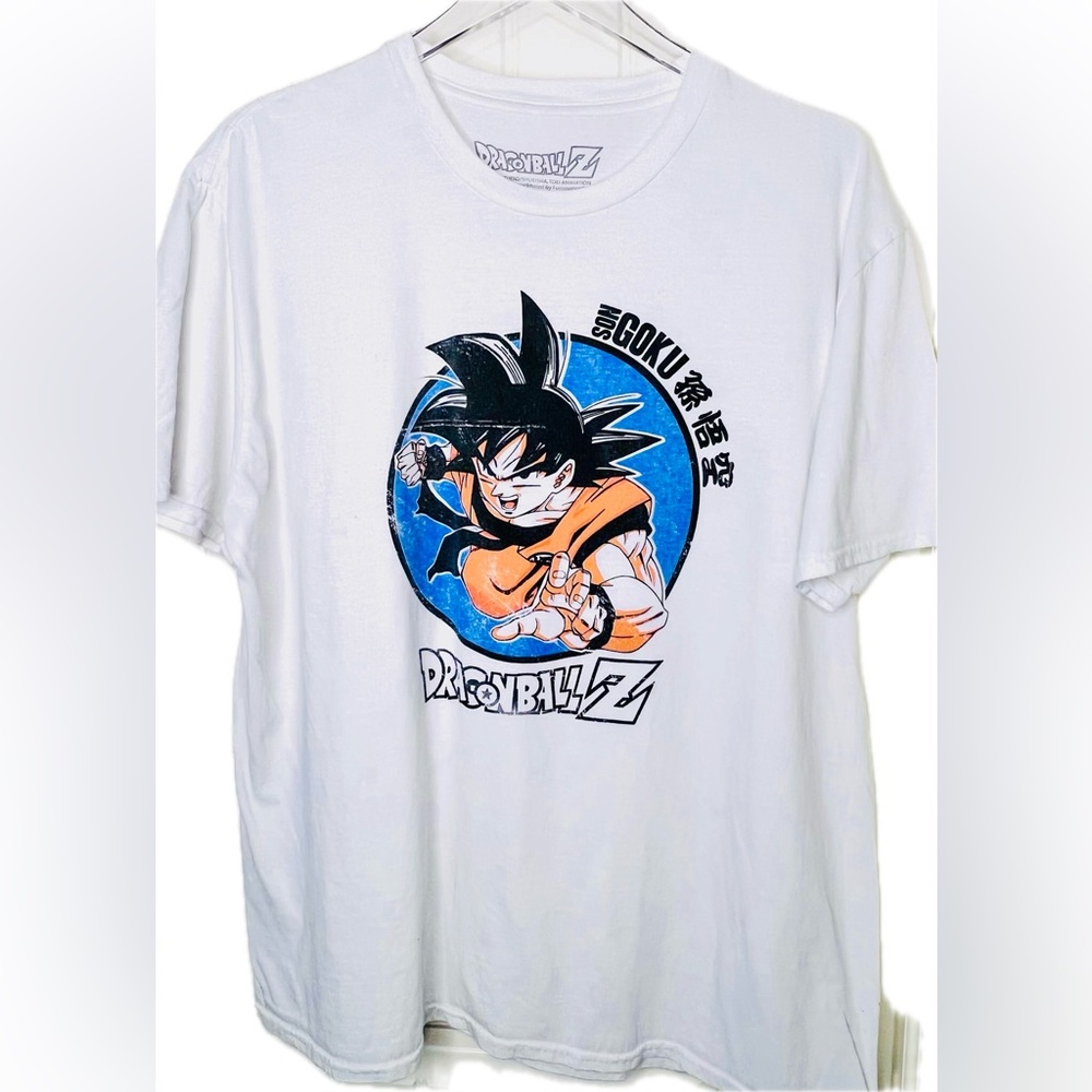 Dragon Ball Z Goku Anime Manga T-Shirt Men's L Short Sleeve Graphic White